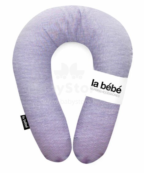 La Bebe™ Snug Cotton Nursing Maternity Pillow Art.24672 Blue Strip Подковка для сна, кормления малыша 20*70cm