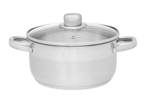 Кастрюля Maku Basic со стеклянной крышкой из нержавеющей стали 6,5 л 24 см