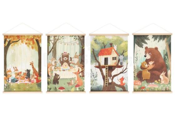 4Living Wall art Kakemono 60x90 см ассортиментная витрина с изображением лесной жизни