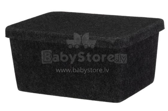 4Living uzglabāšanas kaste konfekšu filcs ar vāku tumši pelēka 32x24x16 cm