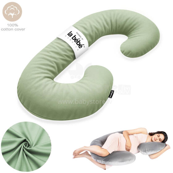 La Bebe™ Maternity Pillow Sì - Duo Art.223732 100% cotton, Pale green. Multifunctional maternity pillow with memory foam filling