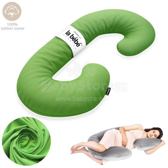 La Bebe™ Maternity Pillow Sì - Duo Art.223733 100% cotton, green. Multifunctional maternity pillow with memory foam filling