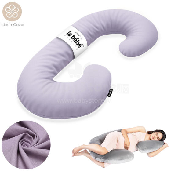 La Bebe™ Maternity Linen Pillow Sì -Duo Art.246550 Lina audums, ceriņkrāsa. Daudzfunkcionāls spilvens/pakavs grūtniecēm, ar memory foam