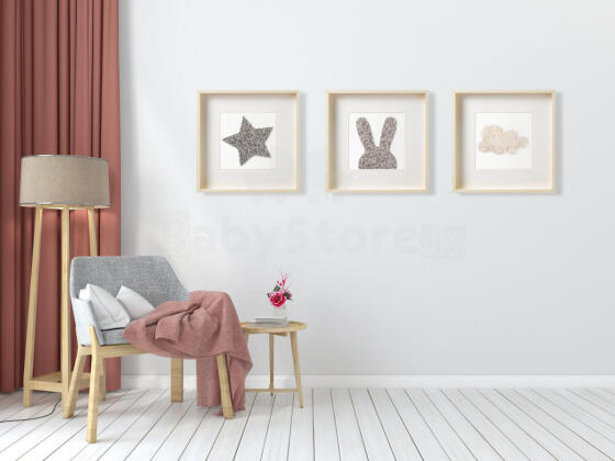Room Accesories Art.447334 Dekoratīvs tekstila sienas dekors bērnistabai "Zvaigzne"– mīksts attēls rāmī