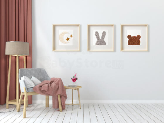 Room Accesories Art.487334 Decorative wall art in frame "Bear" – fluffy textile panel for kids' room