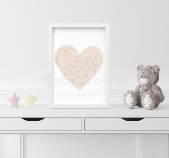 Room Accesories Art.676391 Decorative wall art in frame "Heart" – fluffy textile panel for kids' room