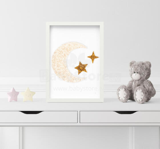 Room Accesories Art.123391 Dekoratīvs tekstila sienas dekors bērnistabai "Mēness"– mīksts attēls rāmī