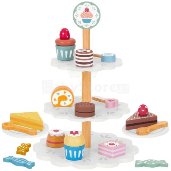 TOOKY TOY saldumu paplāte koka statīvs kēksiņi kūkas