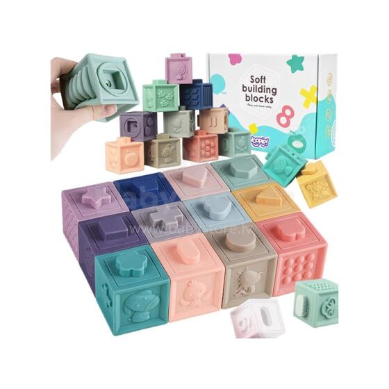 WOOPIE BABY Sensory Blocks Squeeze Puzzle Sound 12 pcs.