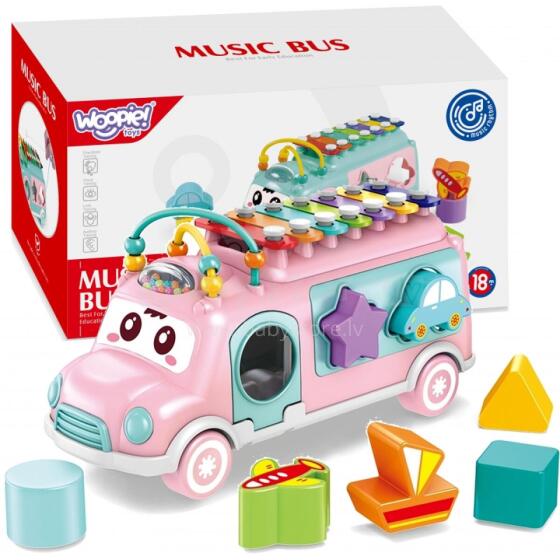 Музыкальный сортировщик машинок WOOPIE BABY с тарелками, розовый