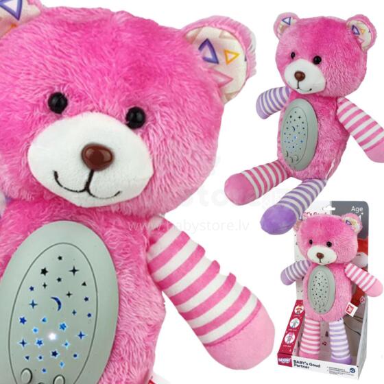 WOOPIE BABY 2in1 Rozā Lācītis Miega Rotaļlietu Projektors - 10 Šūpuļdziesmas