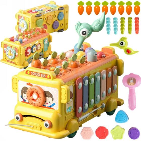 WOOPIE BABY Interaktīvais Montessori autobuss Izglītojošais 6in1 Āmuru šķīvji +18 m