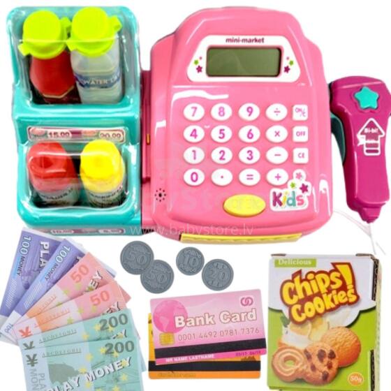 WOOPIE Cash Register with Shelf and Accessories Pink