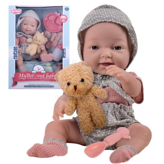 WOOPIE ROYAL mazuļa lelle 36 cm tērpā ar rotaļu lācīša barošanas piederumiem