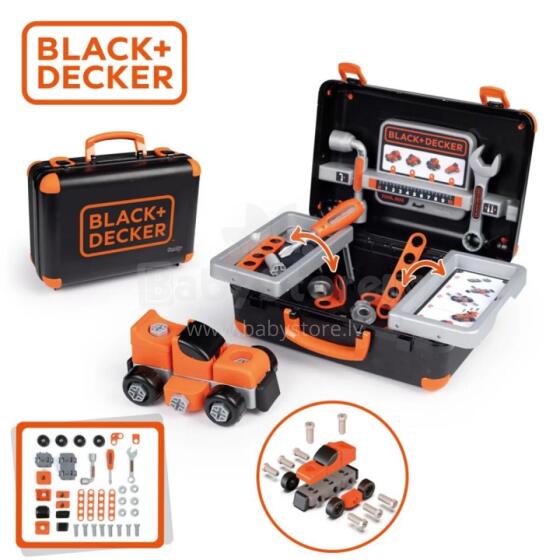 SMOBY Black &amp; Decker instrumentu kaste + automašīna detaļās