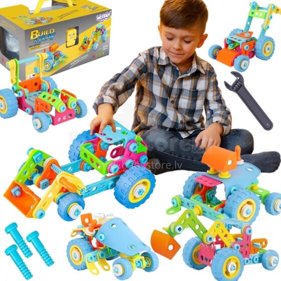 WOOPIE transportlīdzekļu komplekts, konstruktora klucīši 6in1, STEM