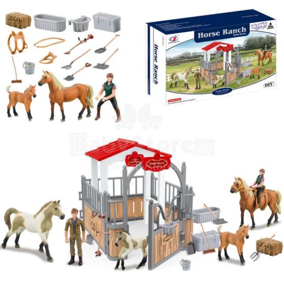 WOOPIE Set Stables Horse Pen Figures 18 pcs.