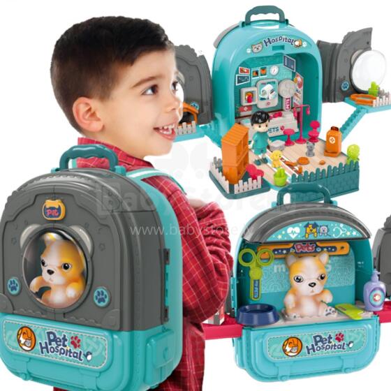WOOPIE Little Vet Set 3in1 House in a Backpack Dog
