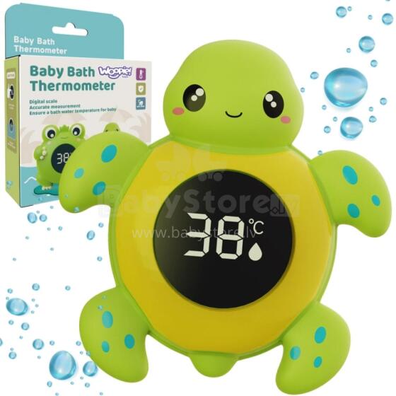 Woopie Baby 2in1 Art.248361 Bath Thermometer for Measuring Water and Room Temperature Turtle