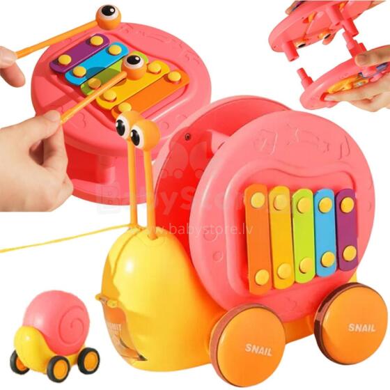 WOOPIE 4in1 Pull Snail Cymbals Gears Сенсорная пусковая установка + Маленькая машинка