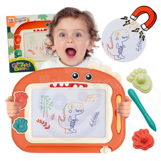 Магнитная цветная доска WOOPIE + 2 штампа с динозаврами