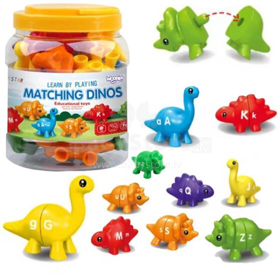 WOOPIE Montessori mācību burtu krāsu komplekts dinozauriem salikšanai "Saskaņo burtus" 13 gab.