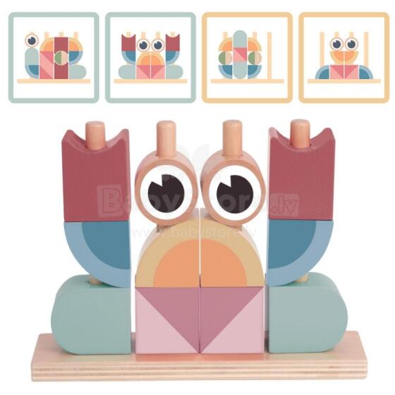 TOOKY TOY Crab Wooden Puzzle Stacks Blocks Pastel