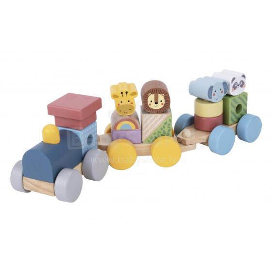 TOOKY TOY Деревянный поезд с блоками животных Монтессори-головоломка