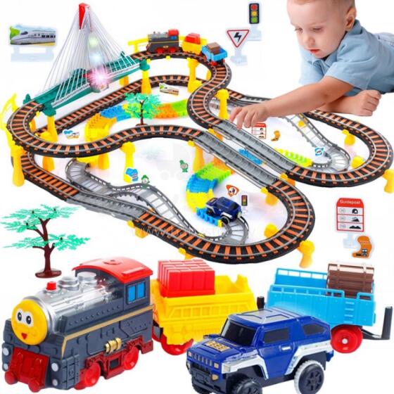 WOOPIE Electric Train 2in1 Race Track Train Viaduct Car XXL 192 el.