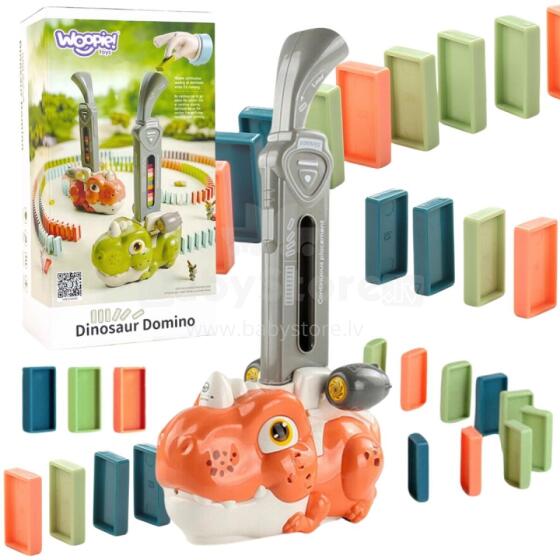 WOOPIE elektriskā vilciena lokomotīve Domino klucīšiem, dinozaurs, oranžs - 3 gab.