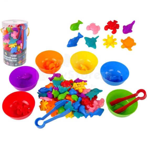 WOOPIE Montessori izglītojošā spēle Krāsu šķirotājs Jūras zeme 64 gab.