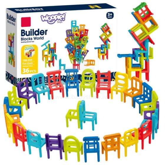 Woopie Skill Game Block Puzzle Art.248631 Prasmju spēle Bloku puzle Līdzsvarošanas krēsli 36 gab.