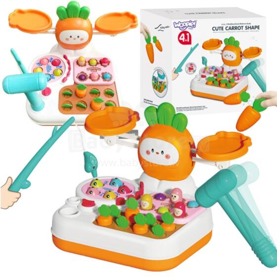 WOOPIE spēle MONTESSORI 4in1 Makšķerēšanas svari Sadursme ar kurmi un burkāniem