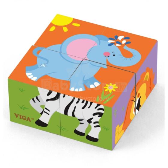Деревянный пазл Viga Zoo, 4 части