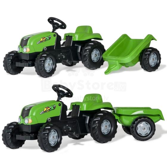 ROLLY TOYS rollyKid NH T 7040 pedāļu traktors ar piekabi gaiši zaļš