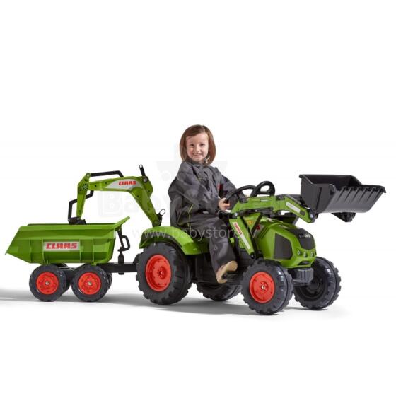 FALK CLAAS pedāļu traktors ar piekabi, kausu un buldozeru no 3 gadu vecuma