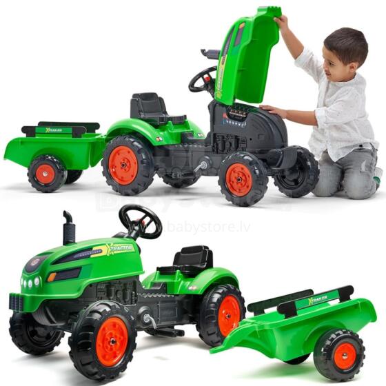 FALK X Traktors, zaļš ar piekabes signālu no 2 gadu vecuma