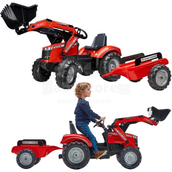 FALK Massey Ferguson Red Pedal Tractor with Trailer from 3 Years