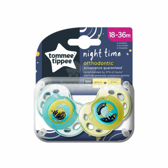 Tommee Tippee Art. 4334130 Night Time Orthodontic soother 18-36m (2pcs.)