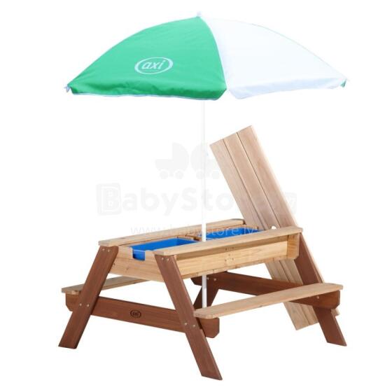 AXI Nick Picnic Table with Bench and Umbrella and Water/Sand Containers