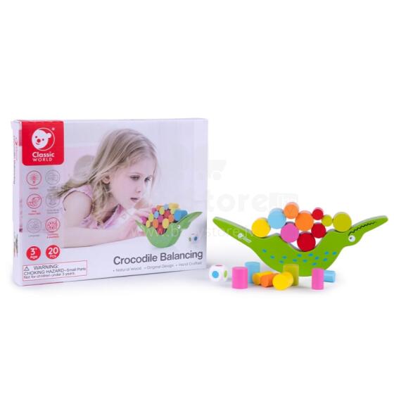 CLASSIC WORLD Balancing Skill Game for Children Crocodile + Cube 20 pcs.