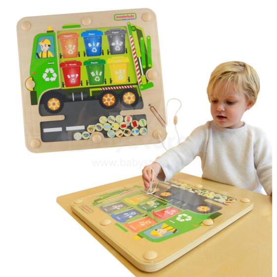 MASTERKIDZ Magnetic Board Waste Sorting Recycling Truck Montessori