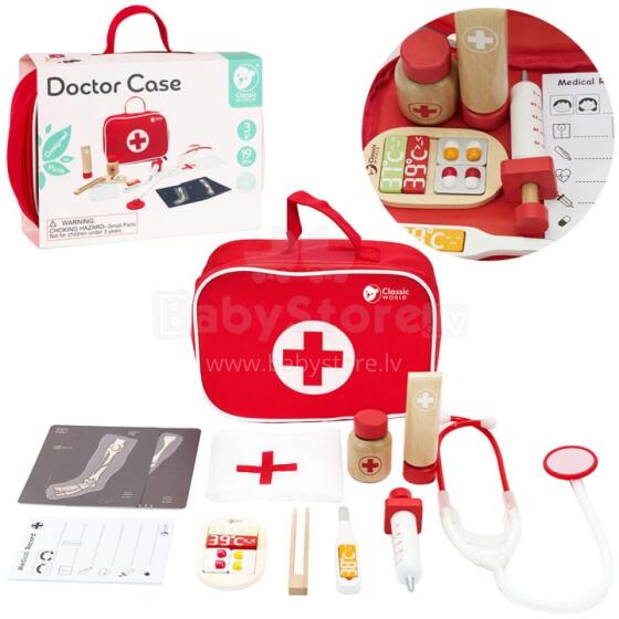 CLASSIC WORLD Wooden Set Little Doctor Physician's Suitcase 19 pcs.