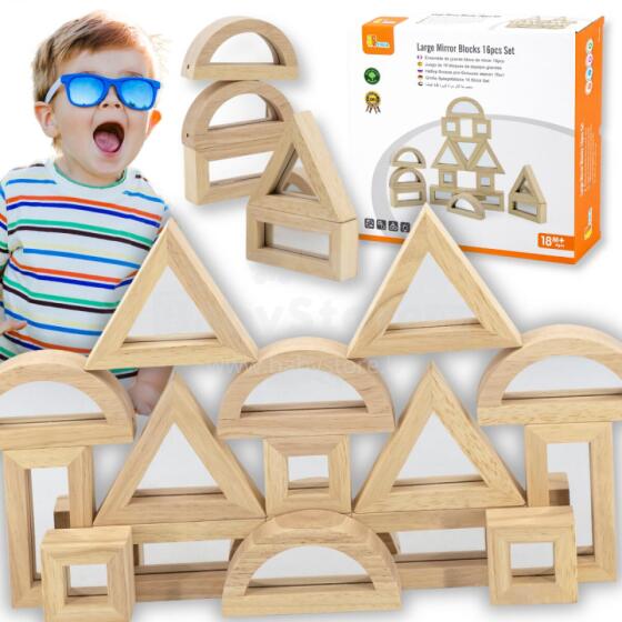 VIGA Wooden Mirror Blocks puzzle 16 pieces