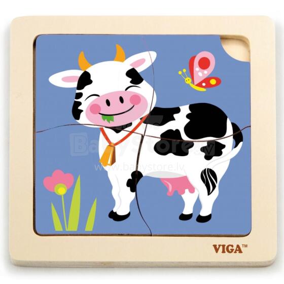 VIGA Handy Wooden Puzzle Корова