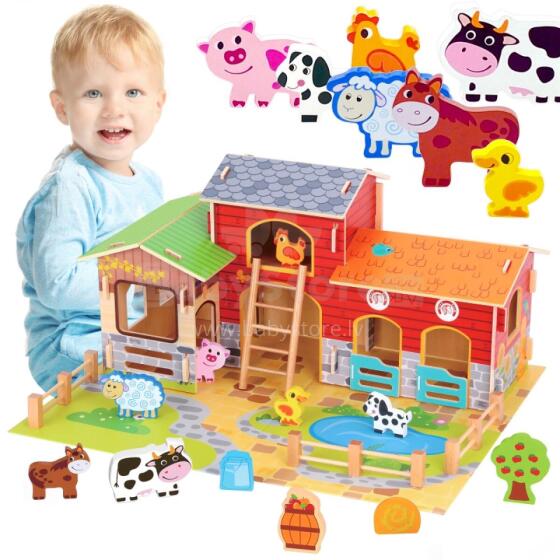 WOOPIE GREEN Mega Farm Фигурки животных, стойло, коровник, курятник, 18 шт.