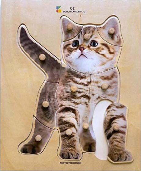 Wood Puzzle Art.E72510290 Деревянный пазл Монтессори  «Кошка с булавками»