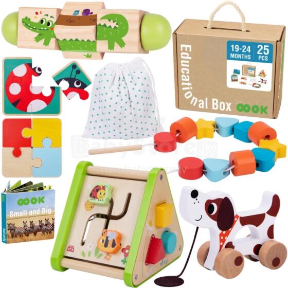 TOOKY TOY ROTAĻLIETU KASTE XXL Montessori izglītojoša kaste 6in1 Sensorā 19-24 mēneši