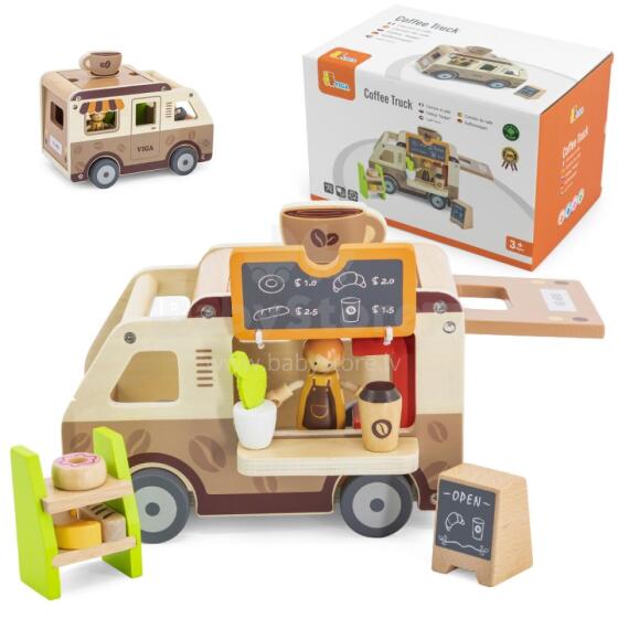VIGA Food truck Wooden Car Cafe Confectionery