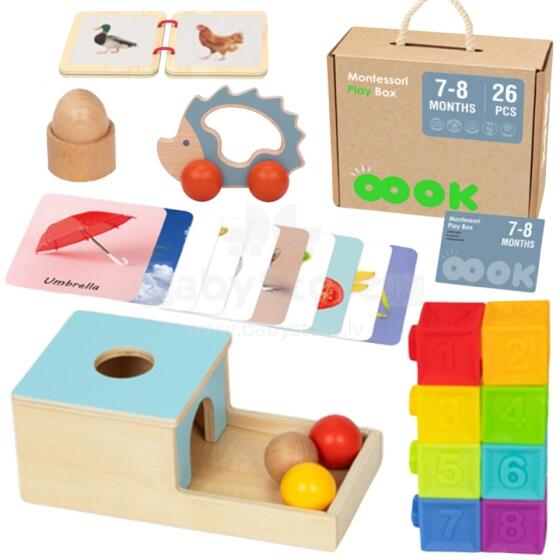 TOOKY TOY ROTAĻLIETU KASTE XXL Montessori izglītojoša kaste 6in1 Sensorā 7-8 mēneši
